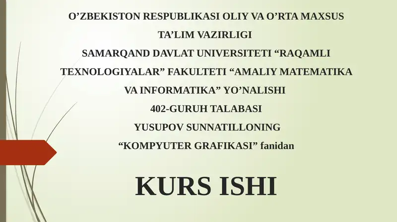 Corel Draw yordamida kompyuter grafikasini yaratish