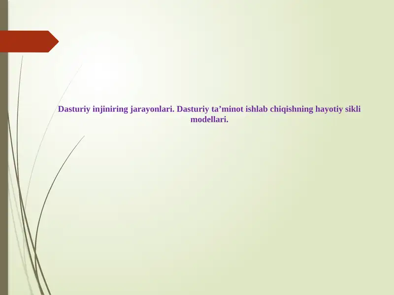 Dasturiy injiniring jarayonlari. Dasturiy ta’minot ishlab chiqishning hayotiy sikli modellari