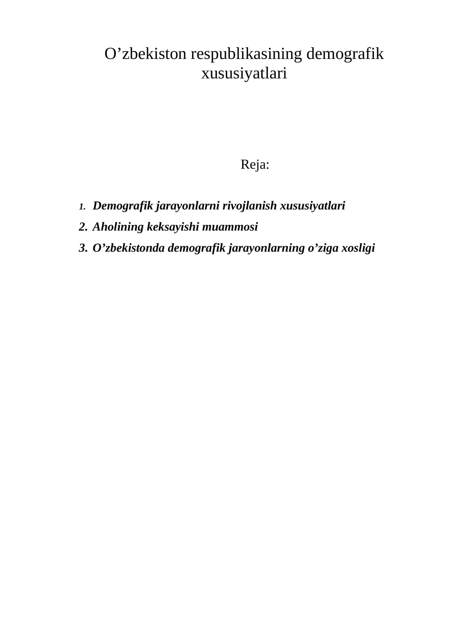 O’zbеkistоn rеspublikаsining dеmоgrаfik хususiyatlаri