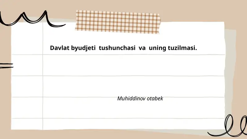 Davlat byudjeti tushunchasi va uning tuzilmasi