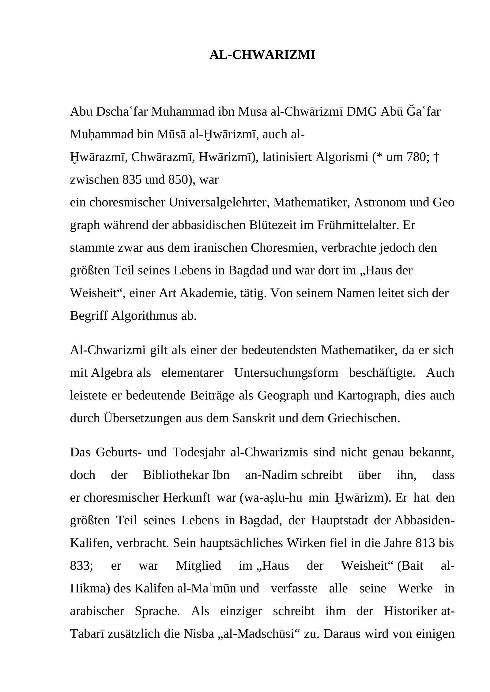 AL-CHWARIZMI