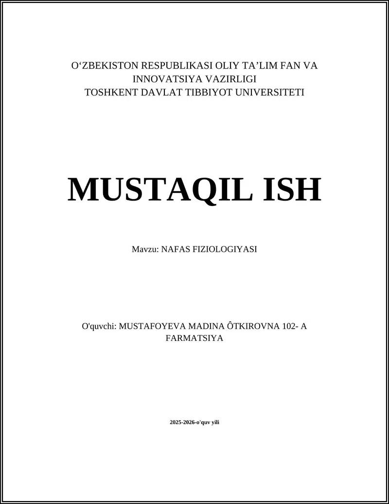 NAFAS FIZIOLOGIYASI