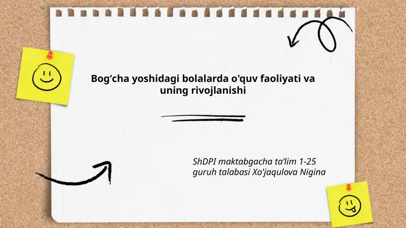 Bog'cha yoshidagi bolalarda o'quv faoliyati va uning rivojlanishi