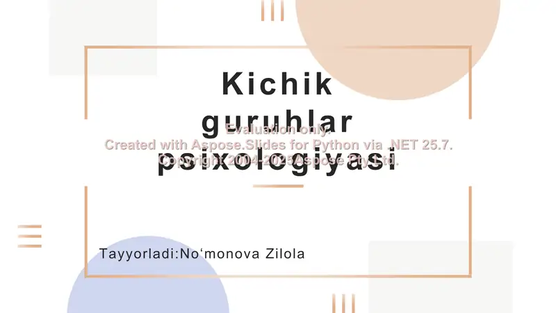 Kichik guruhlar psixologiyasi