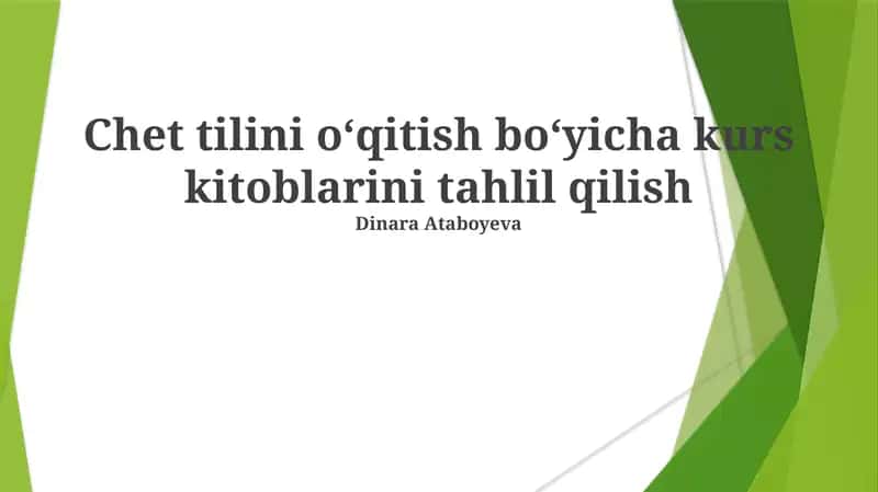 Kurs Kitobi Mazmun Tahlili