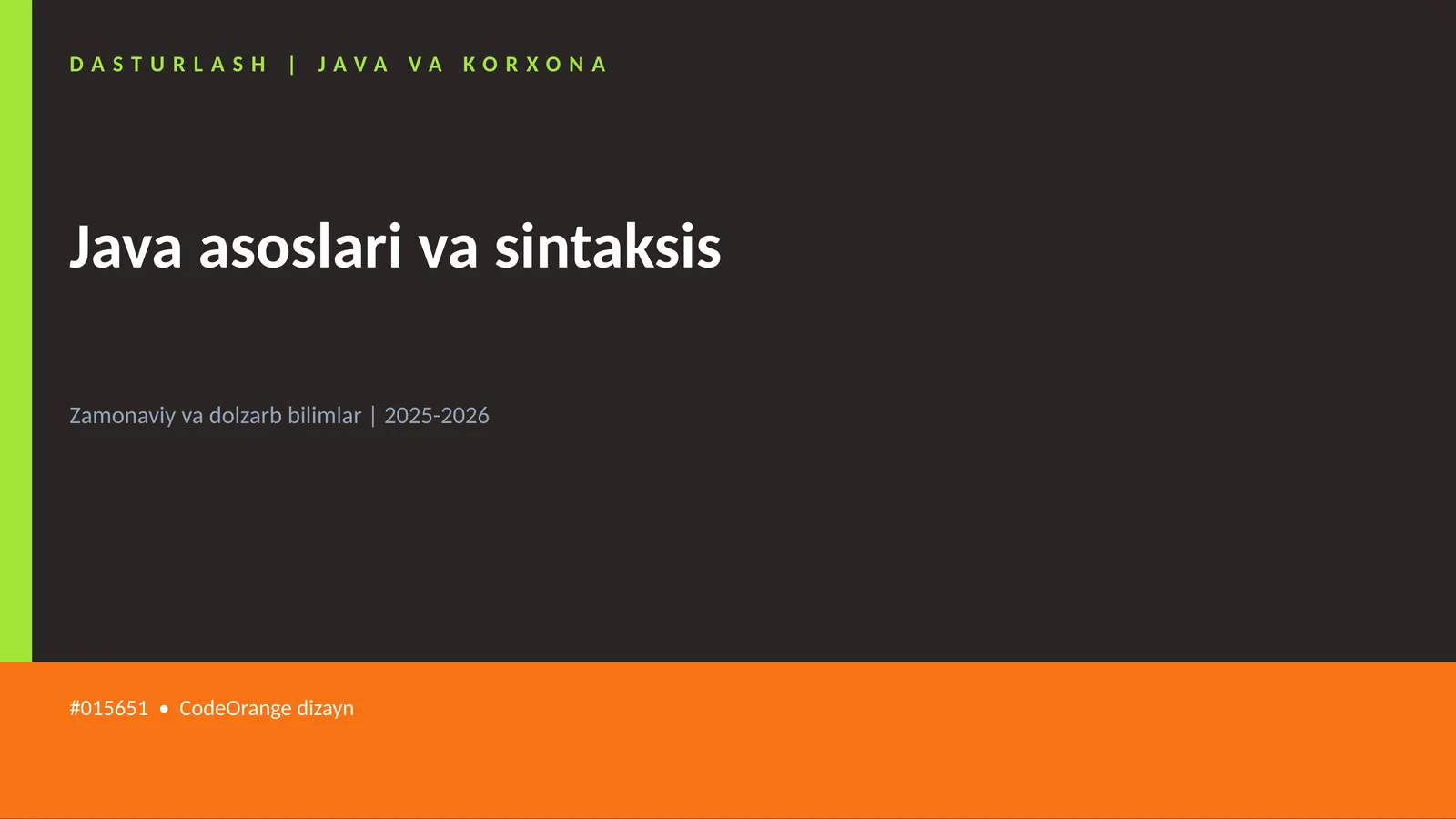 Java asoslari va sintaksis